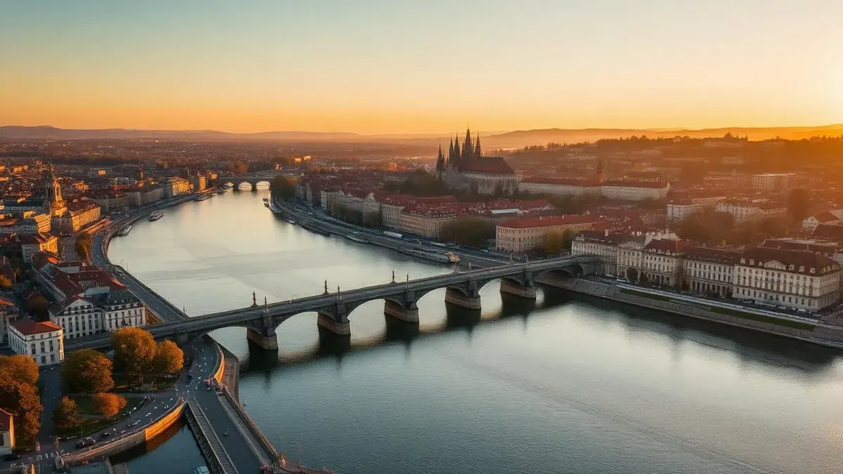 Letecký záběr na Prahu z dronu